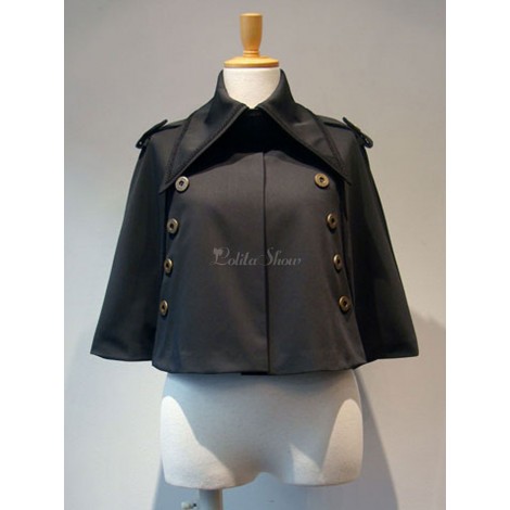 ゴシックロリータポンチョブラックコットンブレンドグロメットロリータOutwears
