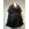 ゴシックロリータコートブラックグロメットコットンブレンド秋ロリータOutwears