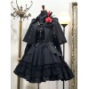 ゴシックロリータポンチョブラックコットンブレンドグロメットロリータOutwears