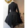 ゴシックロリータコートブラックグロメットオーバーコートコットンブレンドスプリングロリータアウター
