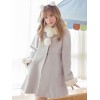 甘いロリータコート毛皮の襟ポンポムグレイウールロリータオーバーコート