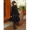 クラシックロリータオーバーコートボウジャカードドリンクブラックウールロリータコート