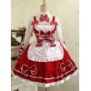 クラシックロリータ衣装ブルゴーニュツートーンリボンちょう結びコットンロリータJSK