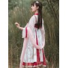 中国風ロリータ衣装エクリュホワイトサッシフリルジャカード長袖ドレスシャツ