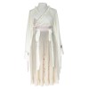 中国風ロリータ衣装プール夏エクリュホワイトフリル刺繍長袖トップドレス