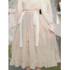 中国風ロリータ衣装プール夏エクリュホワイトフリル刺繍長袖トップドレス