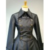 ゴスロリ軍服ワンピース 古典的なロリータ服 ジッパーレースアップ プリーツ ジャンパースカートとダブルブレスト ロリータオーバーコート