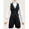 ロリィタ服　セット　ブラック　ポプリン　無地　ノースリーブ　折り襟　クラシック＆トラディション　カジュアル　チョッキ&ショーツ