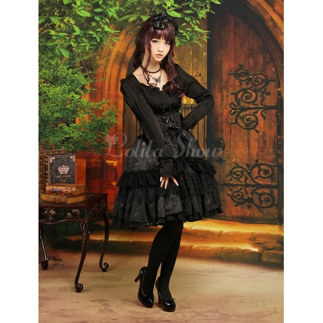 ロリータセパレート，ブラック　ロングスリーブ　姫袖　ゴシック　ティアド