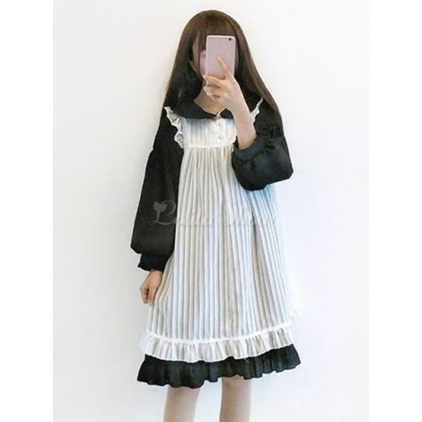 スウィートロリータ衣装　2020　ラッフル　レーストリム　ピーターパンカラー　オーバードレス付きOPドレス