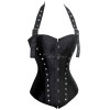 オーバーバストコルセット，ブラック　レディースビスチェ　スタッド　レースアップ