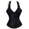 オーバーバストコルセット，ブラック　ファスナータイプ　ジャガード織　レディースビスチェ