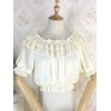 クラシックロリータブラウスレースフリルシフォンホワイトロリータトップ