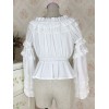 クラシックロリータブラウスフリルレースシフォンホワイトロリータトップ