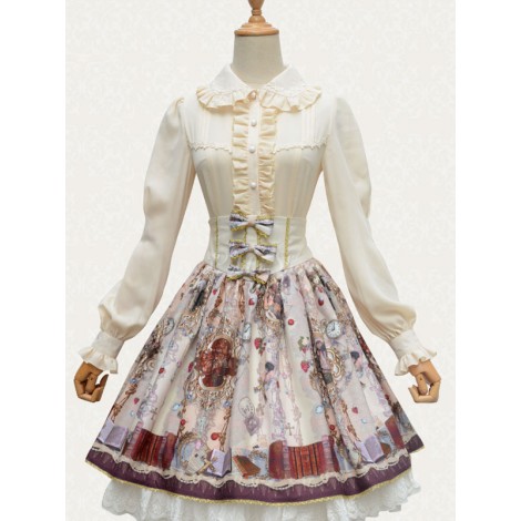 クラシックロリータシャツボウレースフリルシフォンロリータブラウス