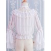 スウィートロリータブラウスフリルレースプリーツスレイピーホワイトロリータトップ