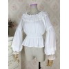 スウィートロリータブラウスレーストリムフリルシフォンホワイトロリータトップ