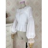 スウィートロリータブラウスレーストリムフリルシフォンホワイトロリータトップ
