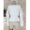 スウィートロリータブラウスレーストリムフリルシフォンホワイトロリータトップ