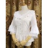 クラシックロリータブラウスレーストリムフリルホワイトロリータトップ