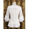 クラシックロリータブラウスレーストリムフリルホワイトロリータトップ