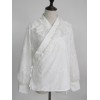 ワロリータブラウスレースジャカードロリータトップホワイトロリータシャツ