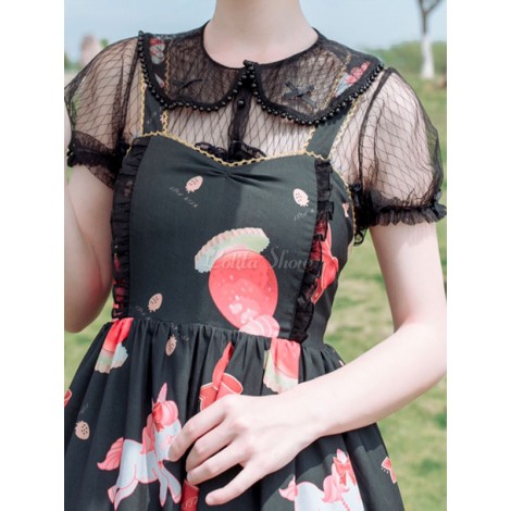 甘いロリータブラウスフリル弓半袖白いロリータトップロリータシャツ