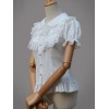 スウィートロリータシャツホワイトレースフリル半袖ロリータトップ