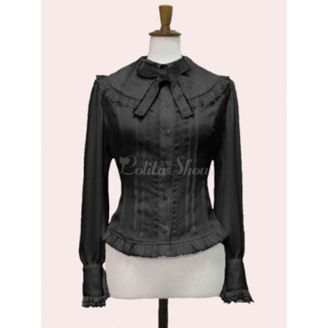 クラシックロリータブラウスレーストリムフリルロリータシャツ