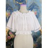 クラシックロリータブラウスレースフリルプリーツシフォンホワイトロリータトップ
