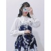 クラシックロリータシャツレースフリル刺繍入りシフォンホワイトロリータブラウス