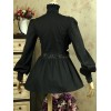ロリィタブラウス　ブラック　無地　長袖　綿混紡　ゴシック　スタンドカラー　お茶会