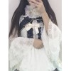 ロリィタブラウス　レース　ゴシック　スタンドカラー　無地　長袖