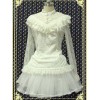 ロリータ服　トップス　新作　ホワイト　ブラウス　スウィート　長袖　パーティー　レース　ポリエステル