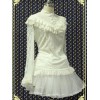 ロリータ服　トップス　新作　ホワイト　ブラウス　スウィート　長袖　パーティー　レース　ポリエステル