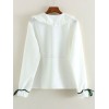 ロリィタブラウス　ホワイト　コットン　長袖　リボン　折り襟　ストリートウェア　可愛い