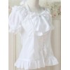 ロリィタブラウス　ホワイト　リボン　半袖　コットン　可愛い　ストリートウェア