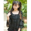 女性のための黒いシフォン レース ロリータ ブラウス