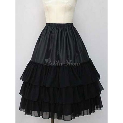 シフォンロリータペチコートレイヤードラッフルプリーツアンダースカート