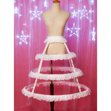 ホワイトロリータクリノリンフリルライン調整可能なシフォンロリータペチコート