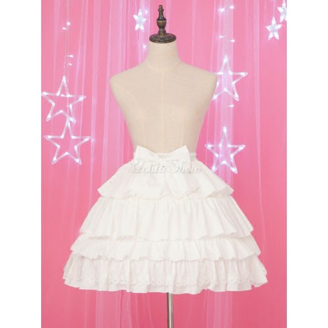 ホワイトロリータペチコートラクフルボウシフォンロリータアンダースカート