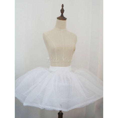 ロリィタペチコート　ホワイト　カジュアル　スウィート　ハードチュール　フリル　無地