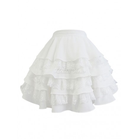 レースロリータペチコートホワイトレイヤードロリータスカートクリノリン