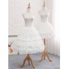 シフォンロリータペチコートレイヤードフリルレーストリムクリノリン調節可能ホワイトロリータアンダースカート