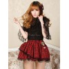 クラシックロリータSKレーストリムチェックボウフリルレッドロリータスカート