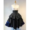 ゴシックロリータSKレースアップブルーカラーブロックロリータスカート