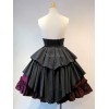 ゴシックロリータSKレースアップブルーカラーブロックロリータスカート