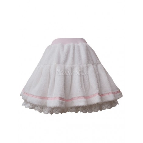 スウィートロリータSKレースフリル2トーンプリーツホワイトロリータスカート