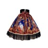 クラシックロリータSKメカニックハートプリントラッフルボウブラックロリータスカート