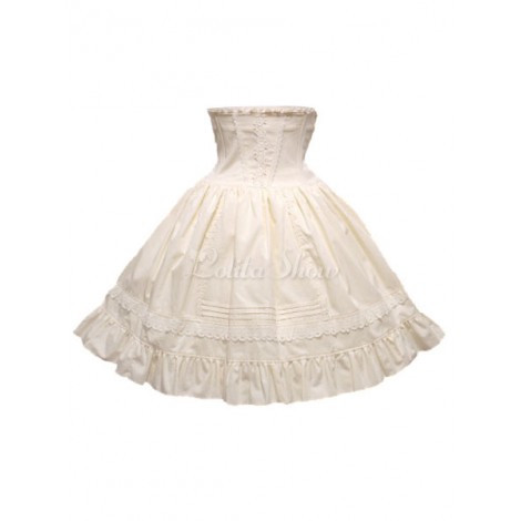 ゴスロリ　クラシック　ロリータスカートSK　コットン　フリルアイドル衣装　ツートン　ハイウェスト　ロリータスカート　アイドル衣装